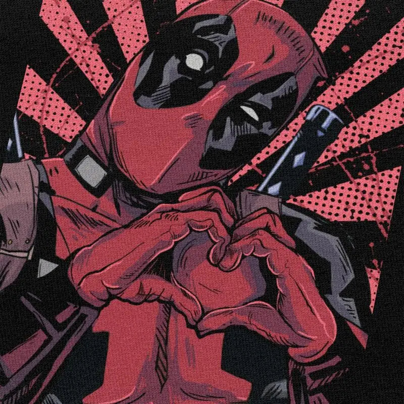 Cool Deadpool Heart Hands T-Shirt – Men’s Short Sleeve Cotton Tee - Image 4