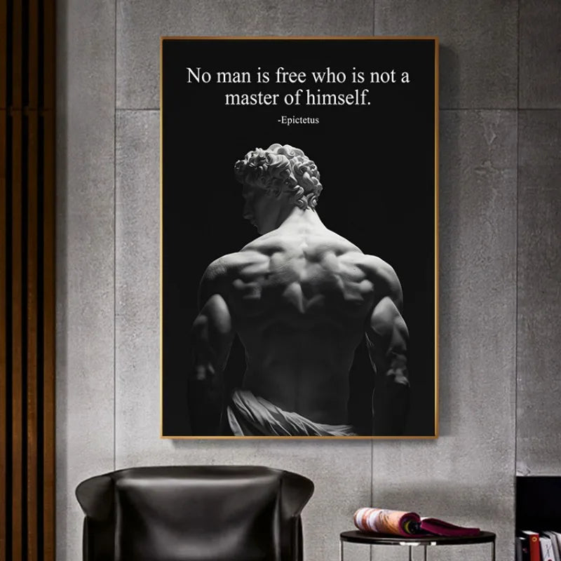 Stoic Wisdom Philosophical Quote Poster – Minimalist Greek Sculpture Canvas Wall Art - Image 4