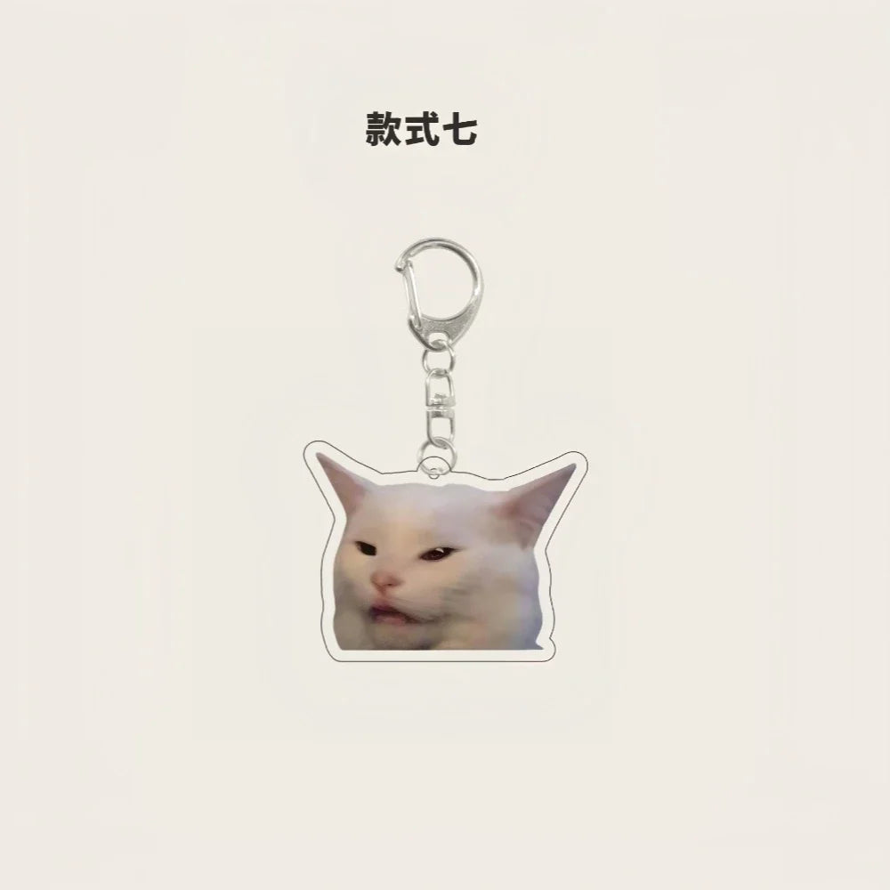 Funny Rambling Goat & Huh Cat Meme Keychain – Screaming Confused Cat Pendant Gift - Image 7