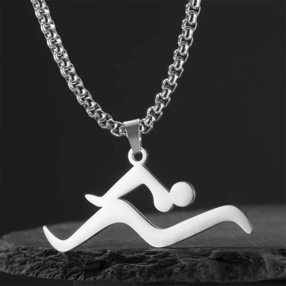 My Shape Swimming Water Pendant Necklace – Stainless Steel Sports Charm Jewelry for Swimming Lovers - Image 7